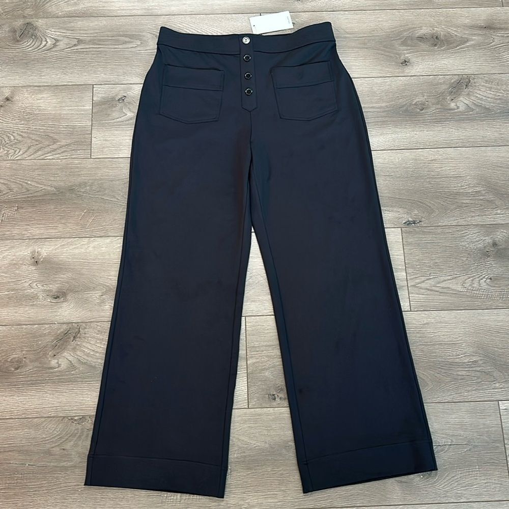 Halara High Waisted Button Multiple Pockets Straight Leg Casual Black Pants 1X